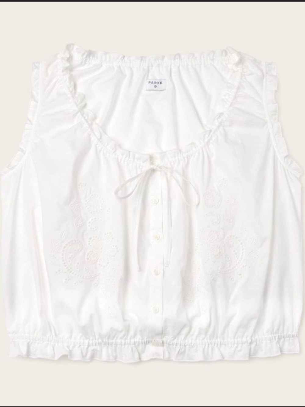 Parke x Target White Eyelet Tank Top with Tie Neck